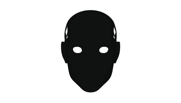 Mask obscures the human face in this minimalist digital illustration of a mysterious character.