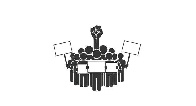 Protesters with Raised Fist Signs.