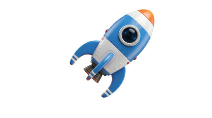Toy rocket ship for space exploration on a transparent background PNG file © Dyachuk