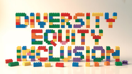 Naklejka premium Colorful blocks spelling diversity equity inclusion symbolizing trust, reliability, and security