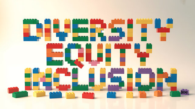 Colorful blocks spelling diversity equity inclusion symbolizing trust, reliability, and security