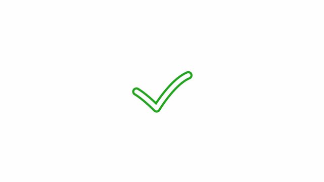 Approved Checkmark Icon Animation with Green Tick Symbol on White Background for Success Confirmation
