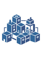 Fototapeta premium Isometric data center servers network with cloud computing and digital storage units