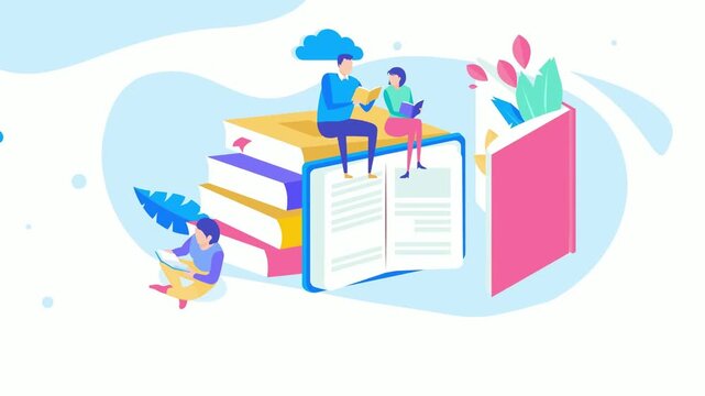 illustration of a man reading book