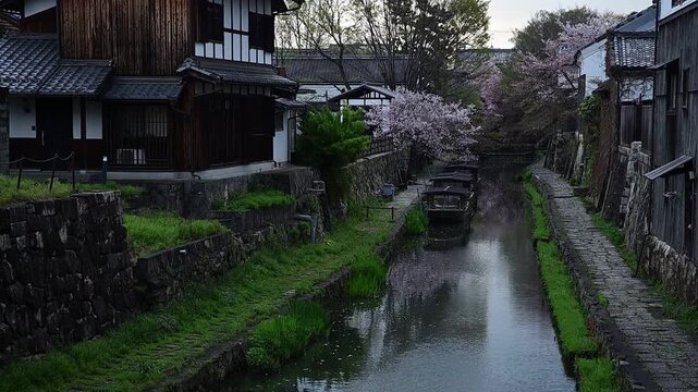 桜咲く春の八幡堀 （滋賀県近江八幡市, 2026年4月）