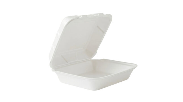 Empty open styrofoam food container on a transparent background PNG file