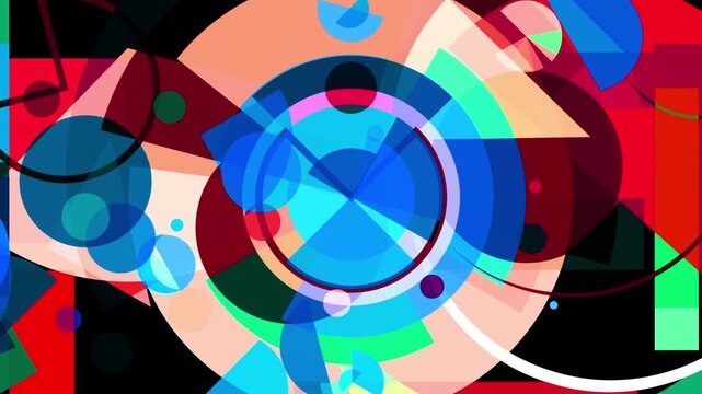 中心から回転し拡大する幾何学的なモーショングラフィック背景。動画編集、ループエフェクト、サイバー空間の加速、テクノロジーを象徴するモダンな抽象グラフィック。
