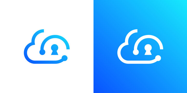 A creative Abstract linear cloud key logo icon design ,logo vector symbol icon