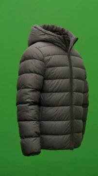 Puffer Jacket Greenscreen Mockup Rotating Slowly Realistic Apparel Clothing