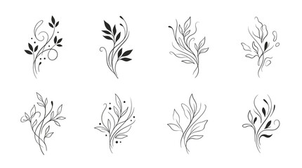 Elegant Floral Swirls Collection - Delicate Botanical Line Art Tattoos © Labib