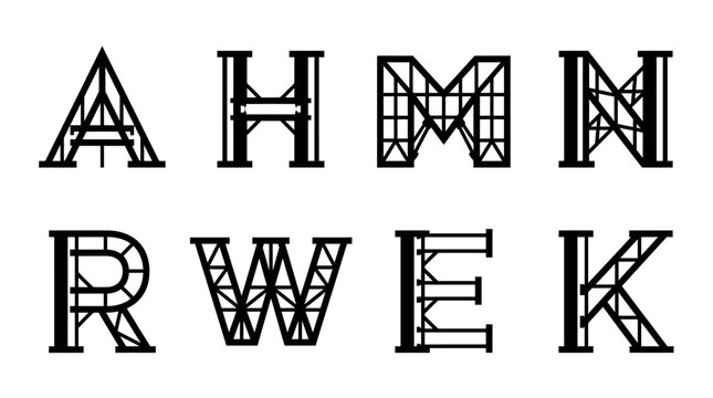 Industrial Letters Alphabet - Architectural Font Design