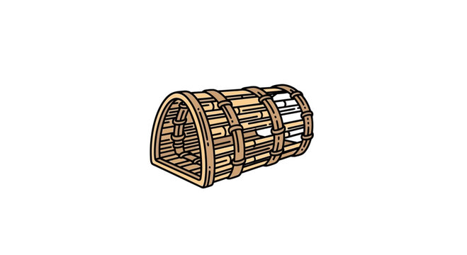 Traditional Woven Fish Trap - Rustic Wood Catching Tool