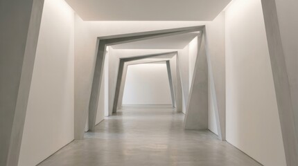 Fototapeta premium Modern architectural corridor with geometric shapes and abstract design