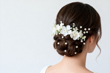 Naklejka premium Woman with floral hair accessory