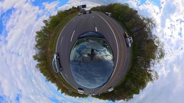 Ultra Wide Time Lapse. Car Travel on British Highways During Mostly sunny Day. Car Mounted Camera View of British Road Travel and Traffic on British Motorways and Highways of England Great Britain