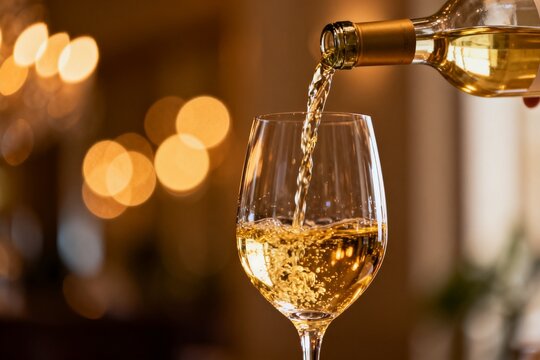 White wine being poured into glass