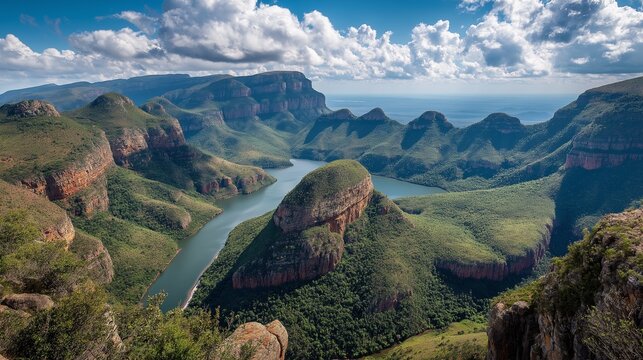 Stunning geological marvels - the Three Rondavels at Blyde River Canyon