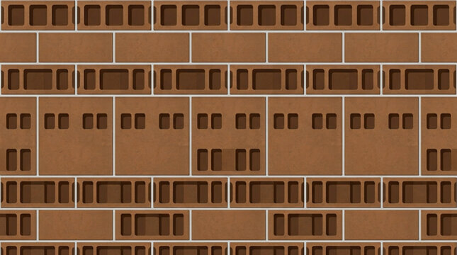 Terracotta Clay Ventilation Block Pattern Seamless Vector Background
