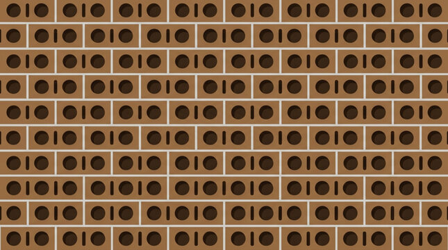 Modern Brown Clay Ventilation Block Wall Seamless Pattern Background