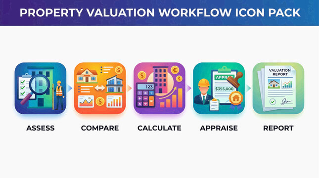 RJ_NLHOJT_VF icon depicts business workflow process steps for property valuation