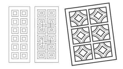 Fototapeta premium Vector illustration featuring various architectural square grid patterns architecture geometric abstract