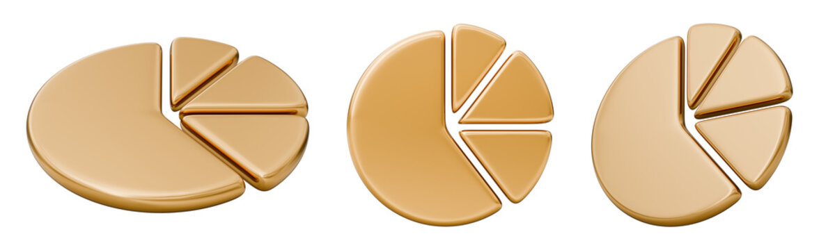 Chart pie graph circular segment percentage proportion data statistics, business finance financial investment wealth profit revenue dividend, valuation dashboard indicator, 3d illustration.