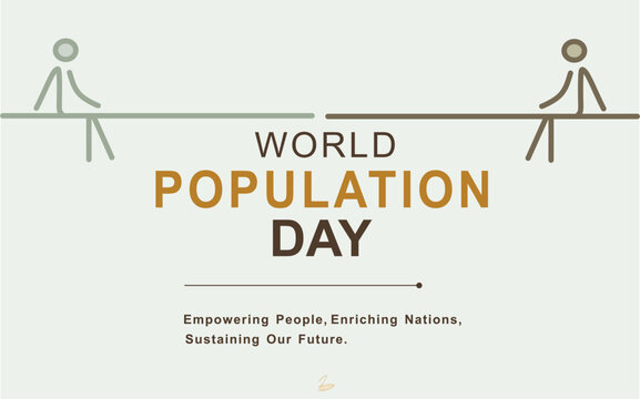 Minimal World Population Day Banner with Human Connection and Equality Concept