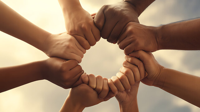 Hands forming circle in unity emphasizing clean environment and eco-friendly concepts
