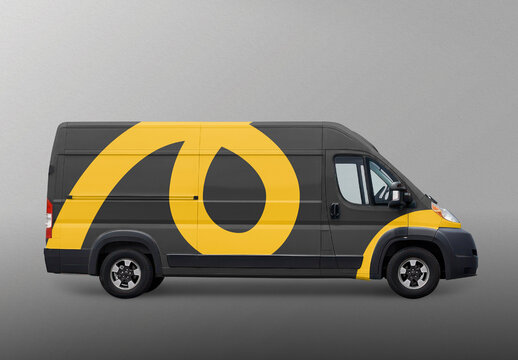 Modern Delivery Van Mockup Design Template PSD