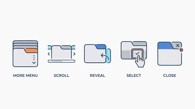 A graphic illustration shows various computer interface icons for file actions on screen.