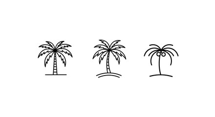 Obraz premium Minimalist black and white palm tree icons set.