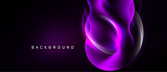Naklejka premium Abstract purple light shapes over dark background. Elegant design, modern aesthetic, flowing curves create dynamic visual impact.