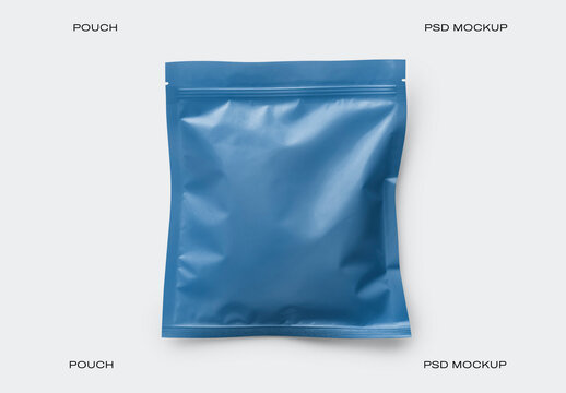 Blue Pouch Packaging Mockup PSD