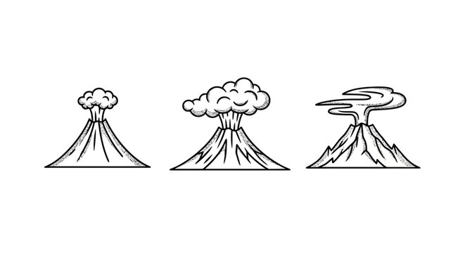 Illustrations of Three Different Volcanic Eruptions Styles.