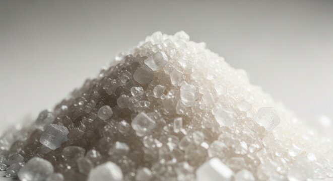A close up of a small pile of white sugar crystals.