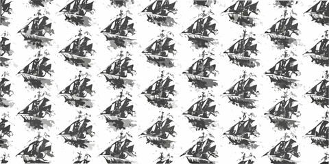 Sailing Ship Pattern A Repeating Nautical Vector Illustration © Mira