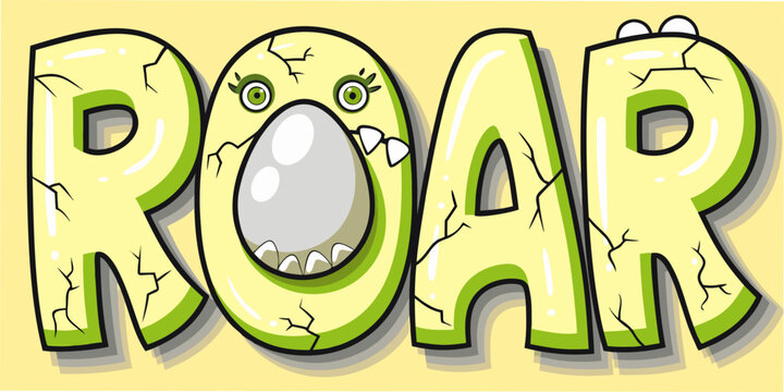 Roar Typography A Cartoon style Word With Dinosaur like Features