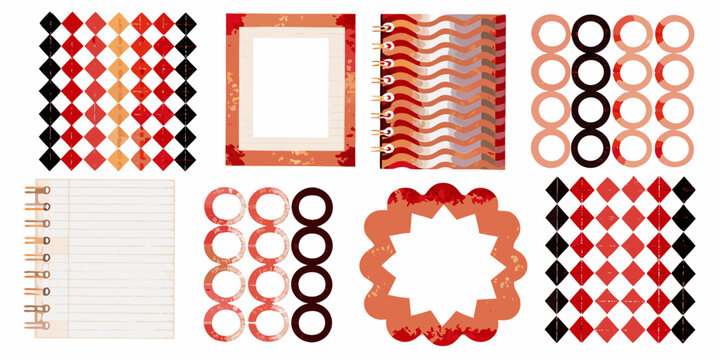 Argyle chevron and circular patterns with a sketched vector style