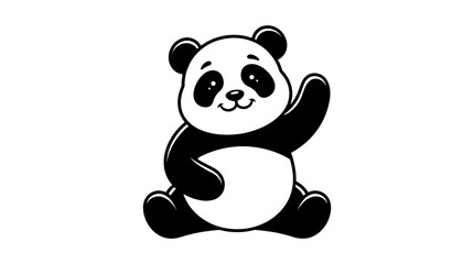 Cute Waving Panda Bear Vector Illustration © Noval