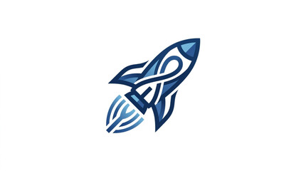 Blue Rocket Ship Abstract Design. © asta