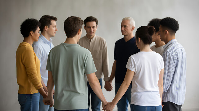 diverse people holding hands in circle symbolizing global connectivity and communication