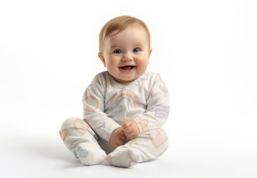 Adorable Baby In Clothes Mockup Smiling Joyfully PSD