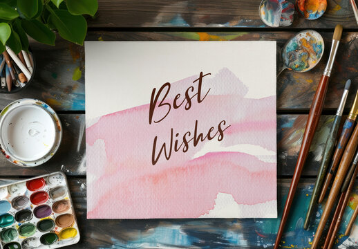 Artistic Greeting Card Mockup PSD
