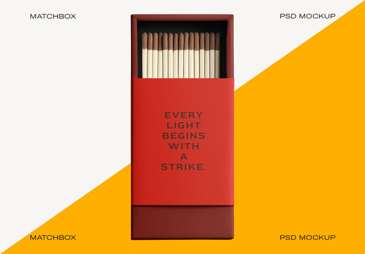 Matchbox Mockup With Striking Design PSD
