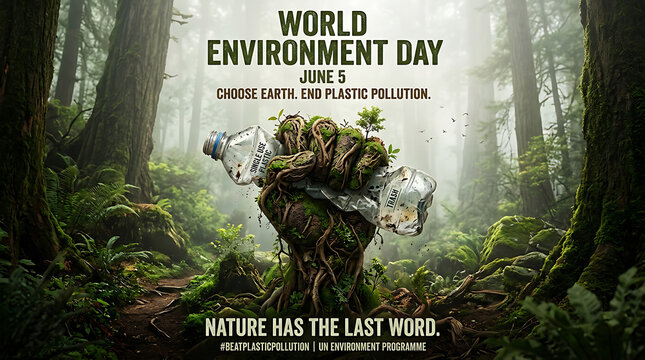 World environment day plastic free nature poster with environment, pollution