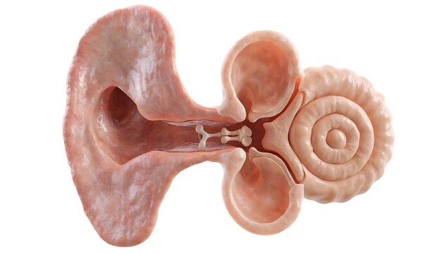 Detailed 3D medical illustration of human kidney anatomy with nephron structure isolated on white