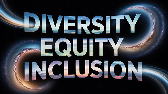 Galaxy text diversity equity inclusion emphasizing precision, focus, and dedication