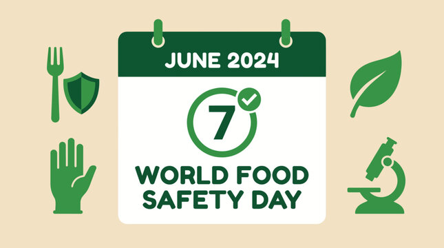 World Food Safety Day June 7th Calendar Highlight with Green Icons