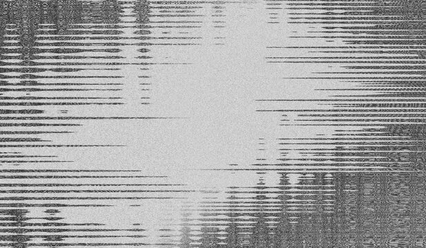 Black and white monochrome texture with the effect of intense fine horizontal lines, resembling TV signal interference, glitch, static, the impression of movement or video distortion