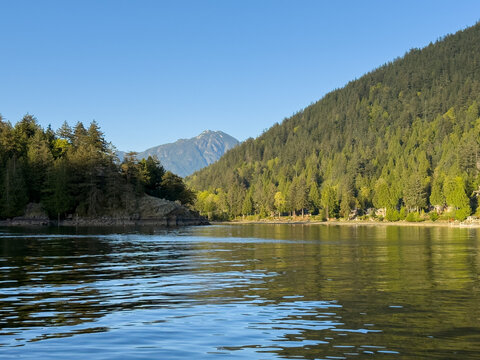 Mountains meet the sea at Port Graves on Gambier Island in British Columbia